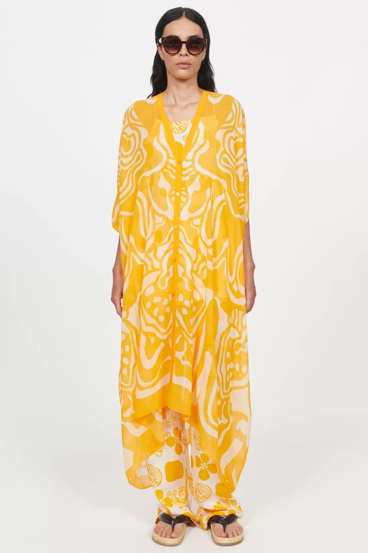 Rodebjer Agave Cosmic Bloom Caftan Marigold Cheap