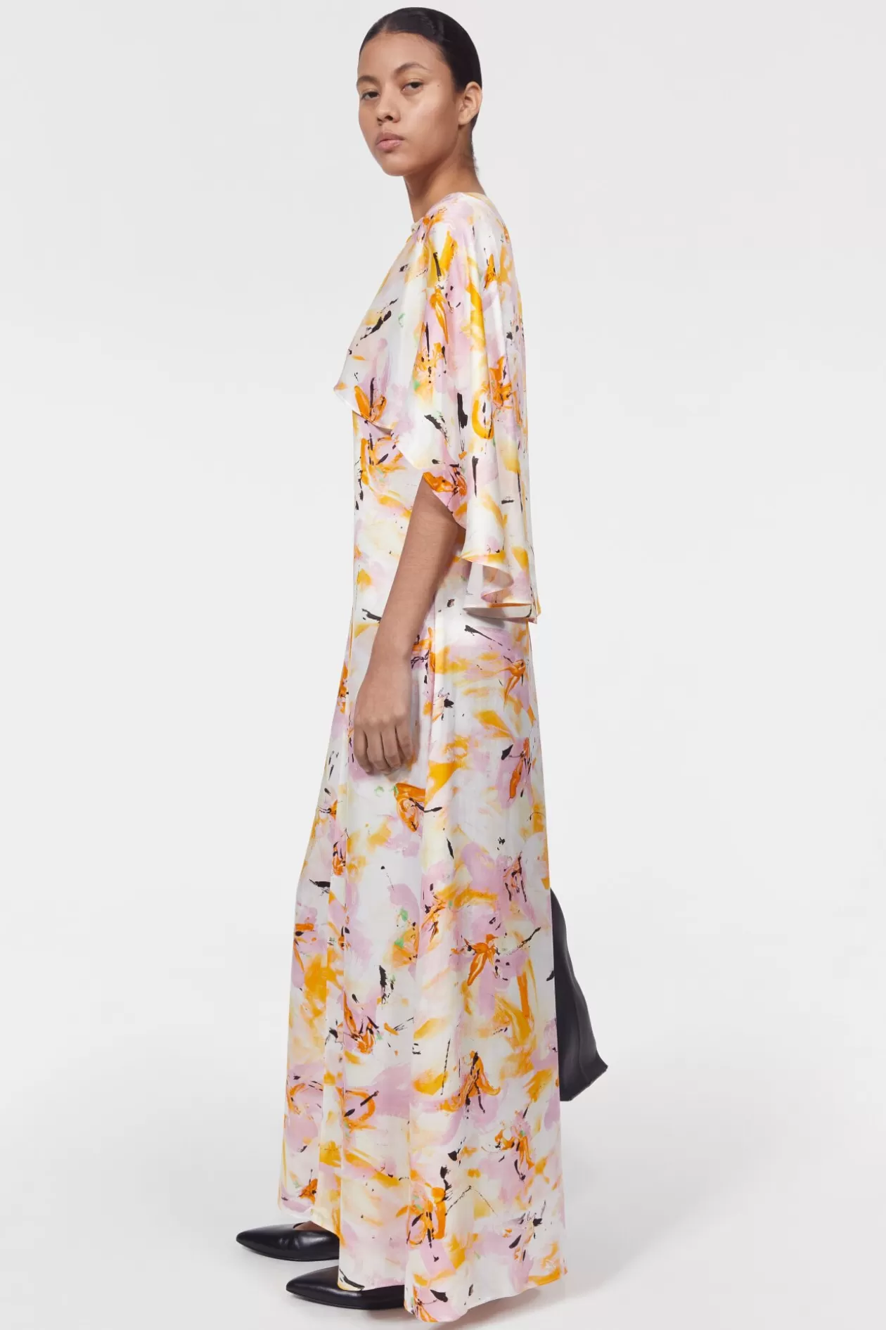 Rodebjer Barbara Floral Dress Whipped Cream / Saffron Flash Sale