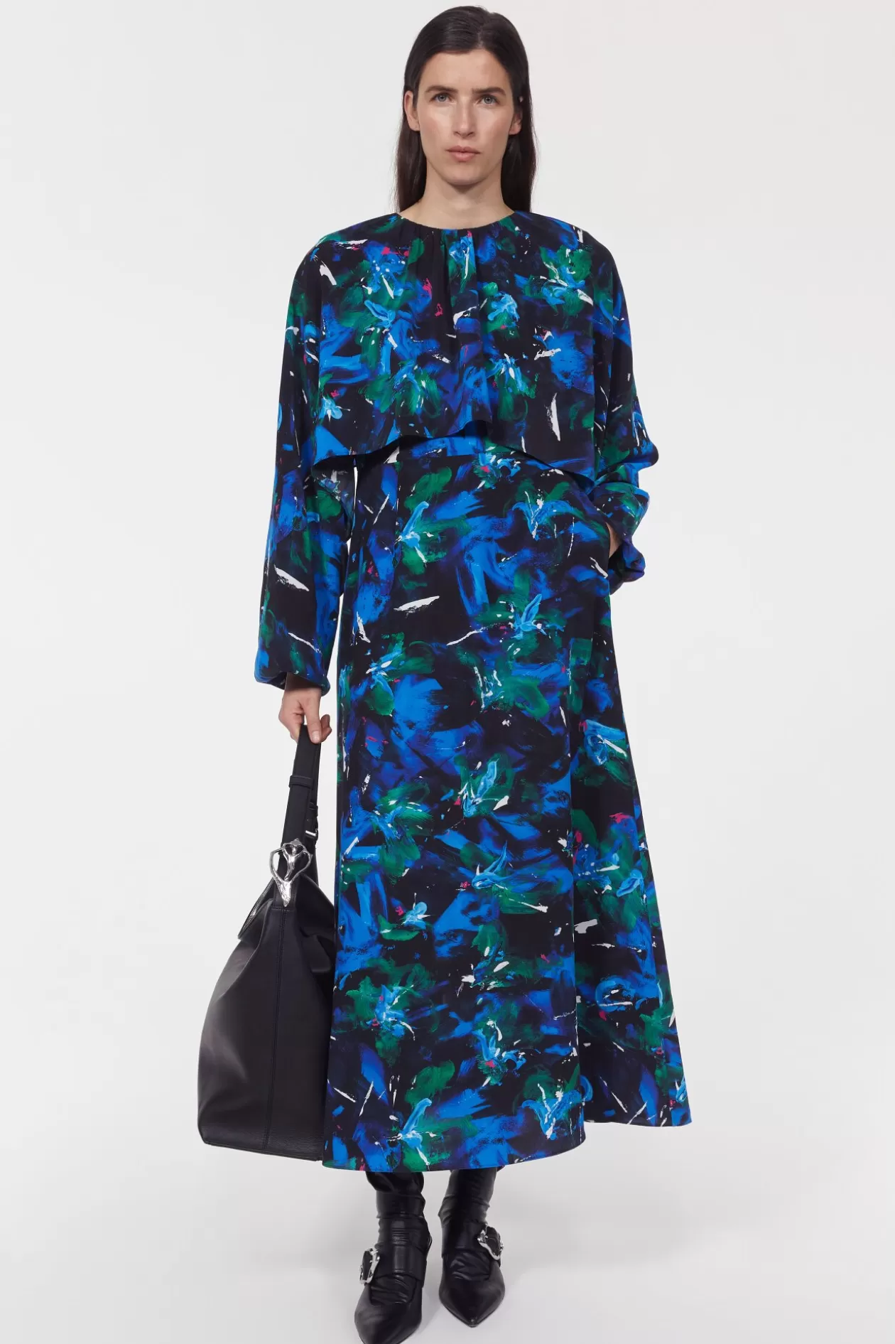 Rodebjer Ingrid Floral Dress Black / Cobalt Discount