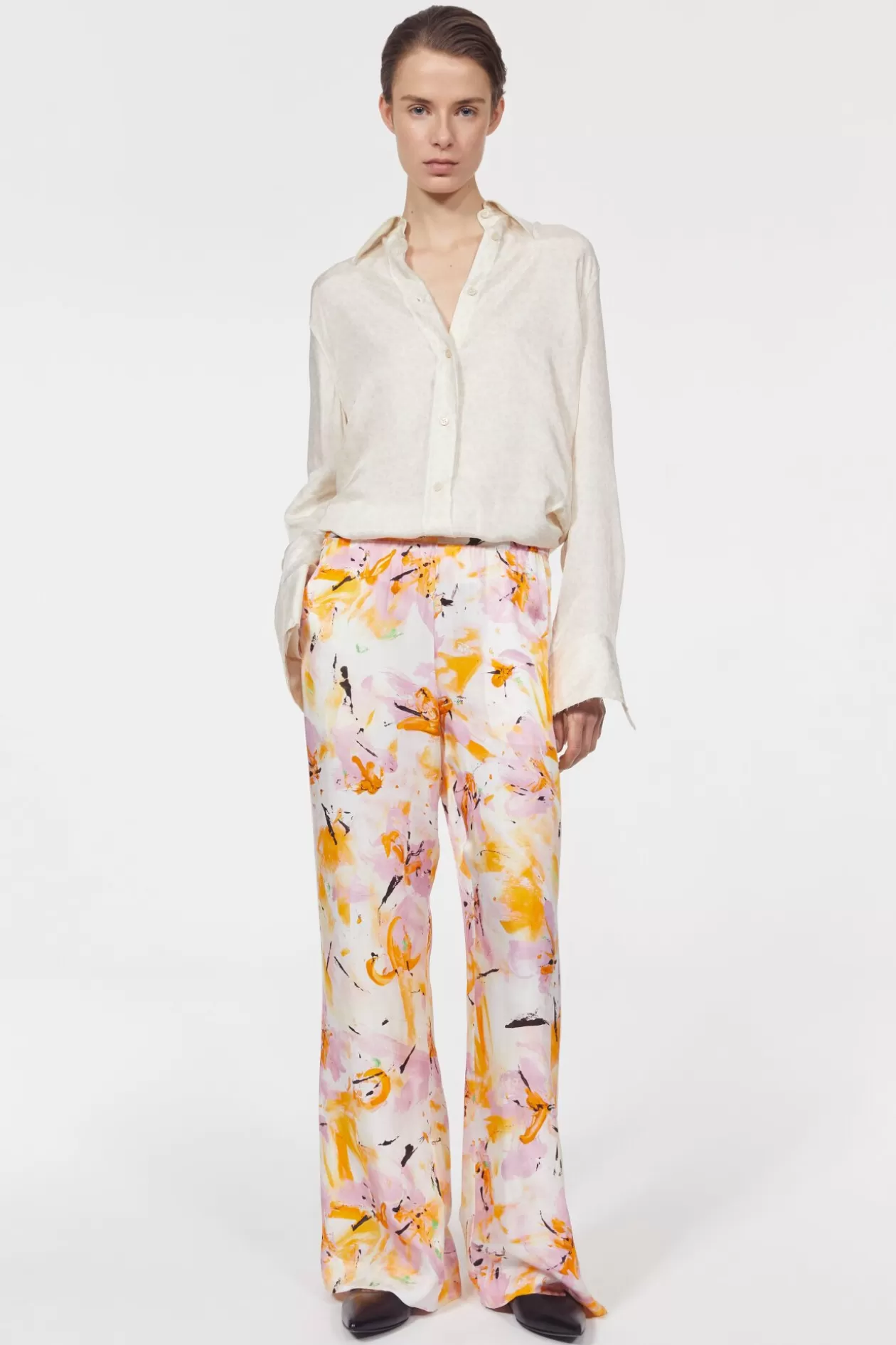 Rodebjer Livia Floral Pants Whipped Cream / Saffron Store