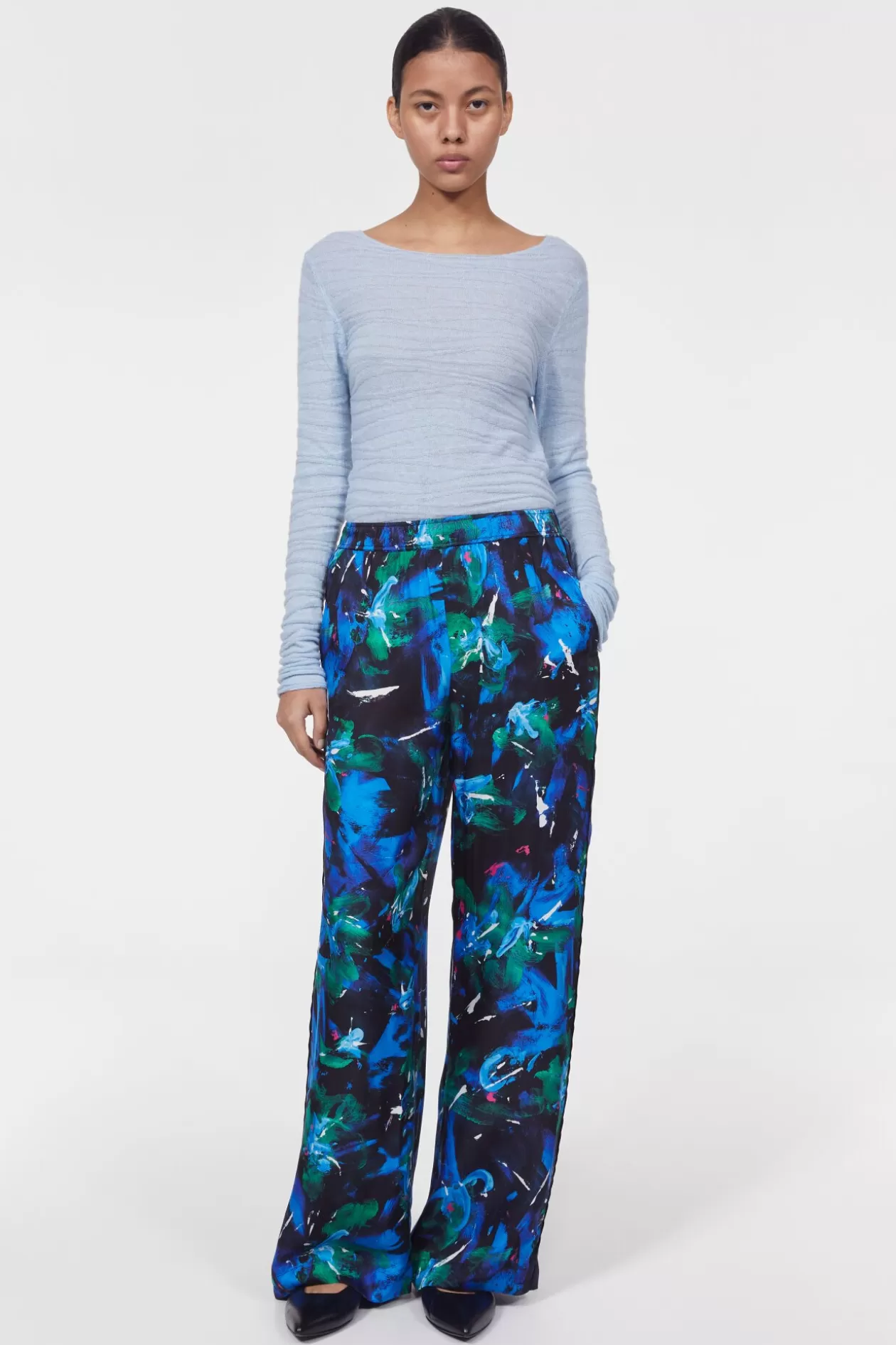 Rodebjer Livia Floral Pants Black / Cobalt Best Sale