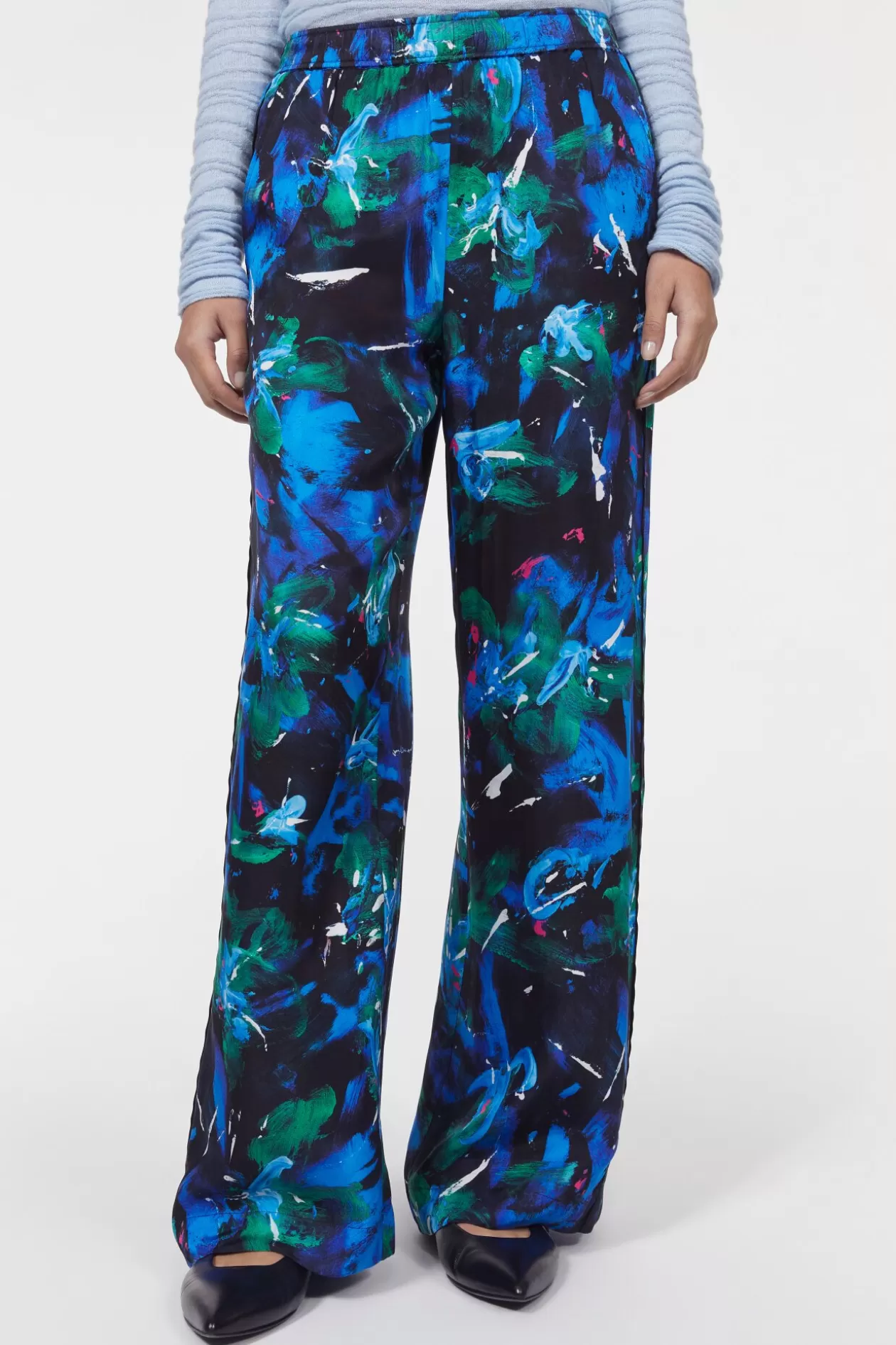 Rodebjer Livia Floral Pants Black / Cobalt Best Sale