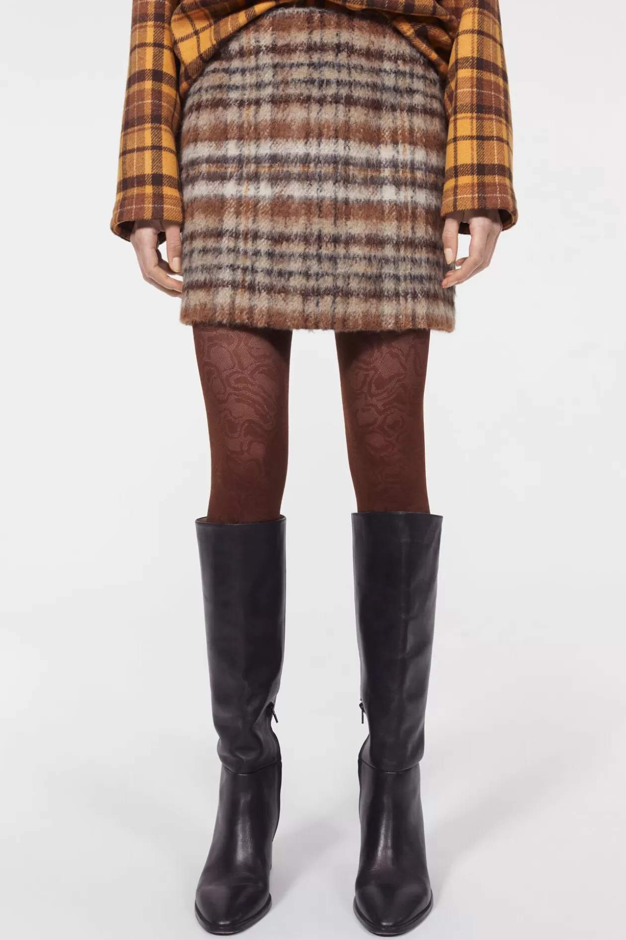 Rodebjer Seine Brushed Check Skirt Brown Best