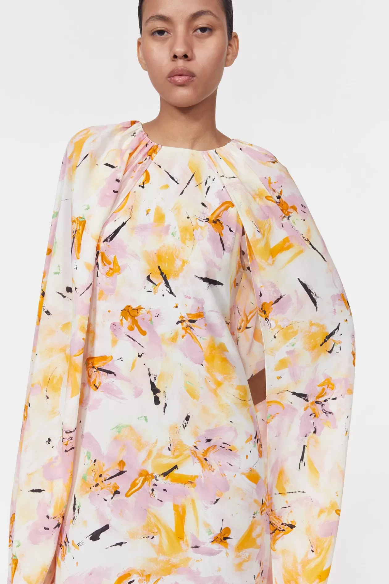 Rodebjer Virginie Floral Dress Whipped Cream / Saffron Best Sale